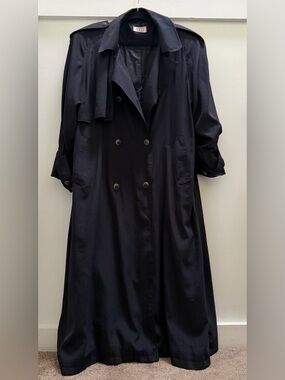 Classic Vintage Navy Double-Breasted Trench Coat